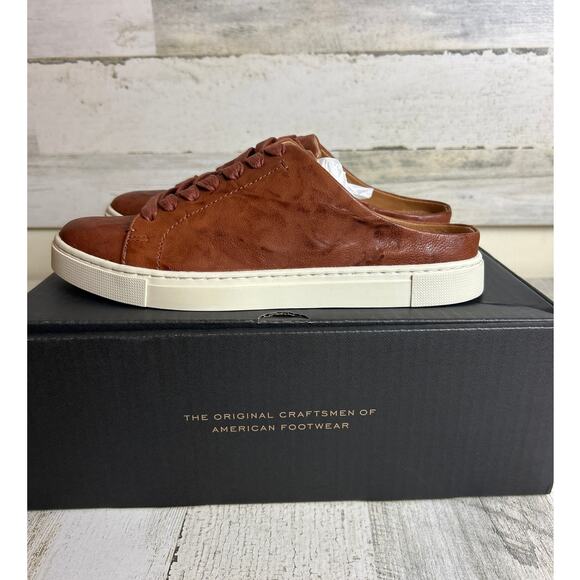 Frye Women's 7 cognac brown Ivy Low Lace Mule Leather lace up sneaker shoe new - Picture 6 of 9